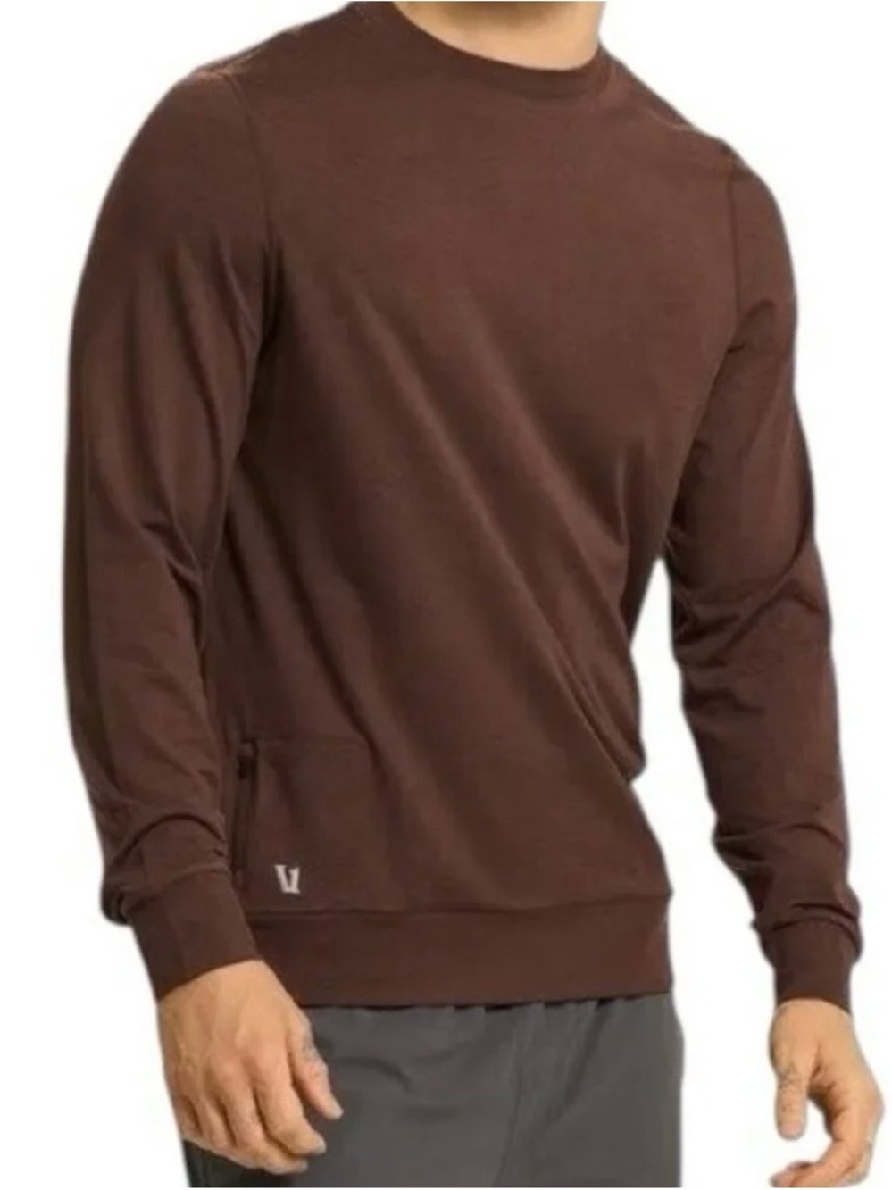 Vuori Ponto Performance Crew Sweatshirt Brown DreamKnit Men's Size Small